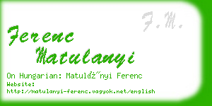 ferenc matulanyi business card